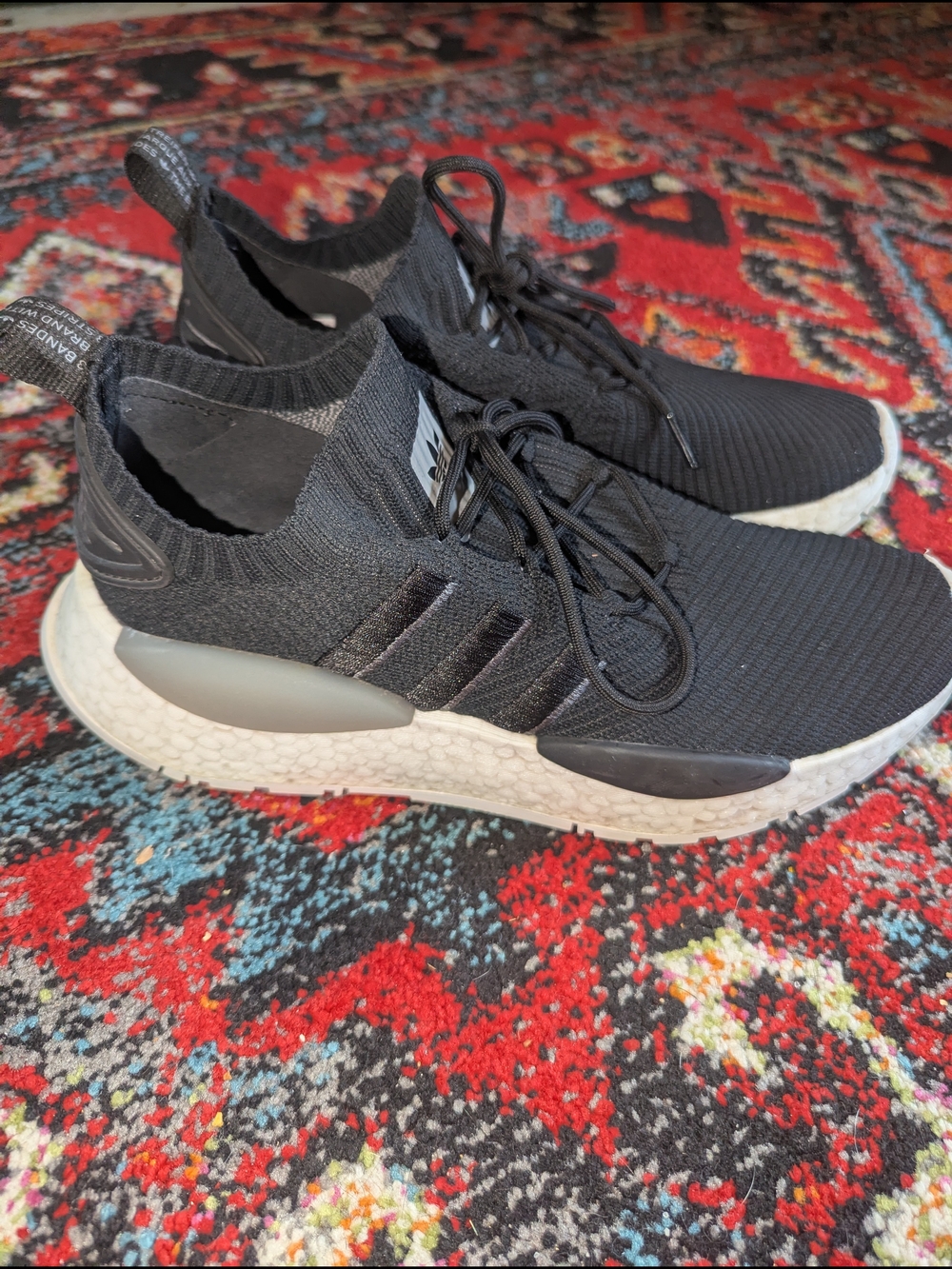 Men's Black Knit Athletic Sneakers